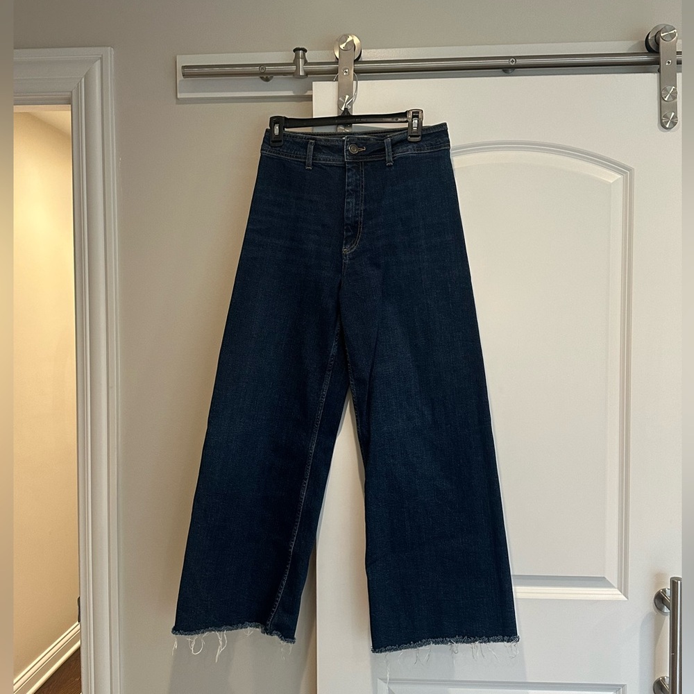 Zara high waist marine straight jean, size 8, dark wash